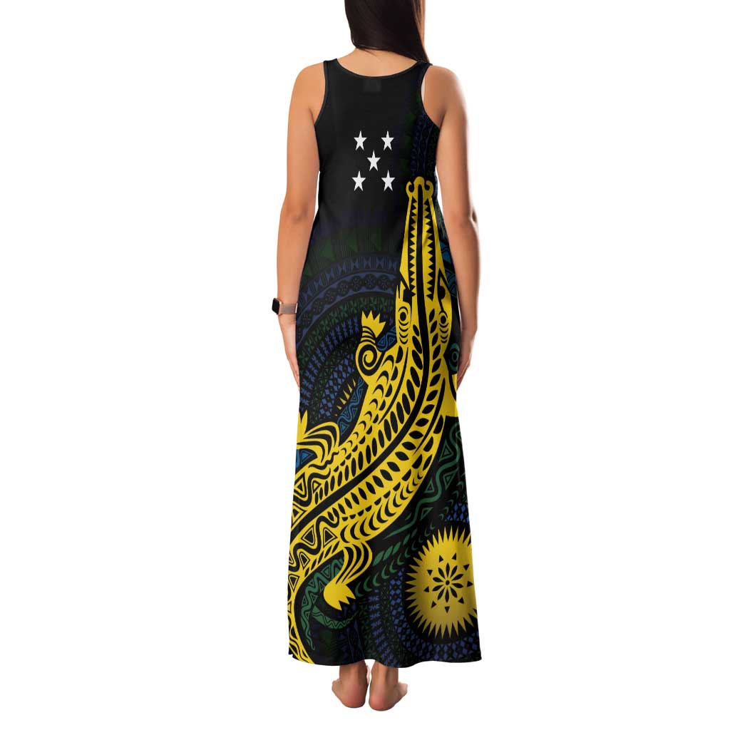 Personalized Solomon Islands Independence Anniversary Family Matching Tank Maxi Dress and Hawaiian Shirt Crocodile Mix Tapa LT7 - Polynesian Pride