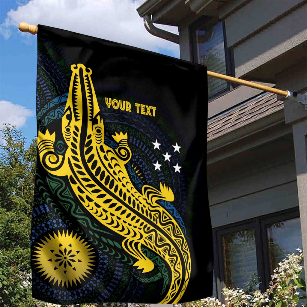 Personalized Solomon Islands Independence Anniversary Garden Flag Crocodile Mix Tapa LT7 - Polynesian Pride