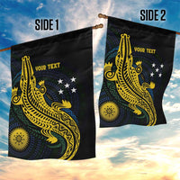 Personalized Solomon Islands Independence Anniversary Garden Flag Crocodile Mix Tapa LT7 - Polynesian Pride