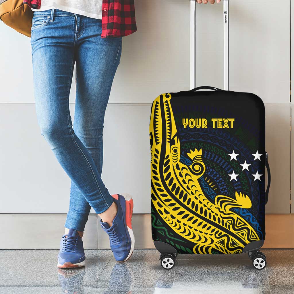 Personalized Solomon Islands Independence Anniversary Luggage Cover Crocodile Mix Tapa LT7 - Polynesian Pride