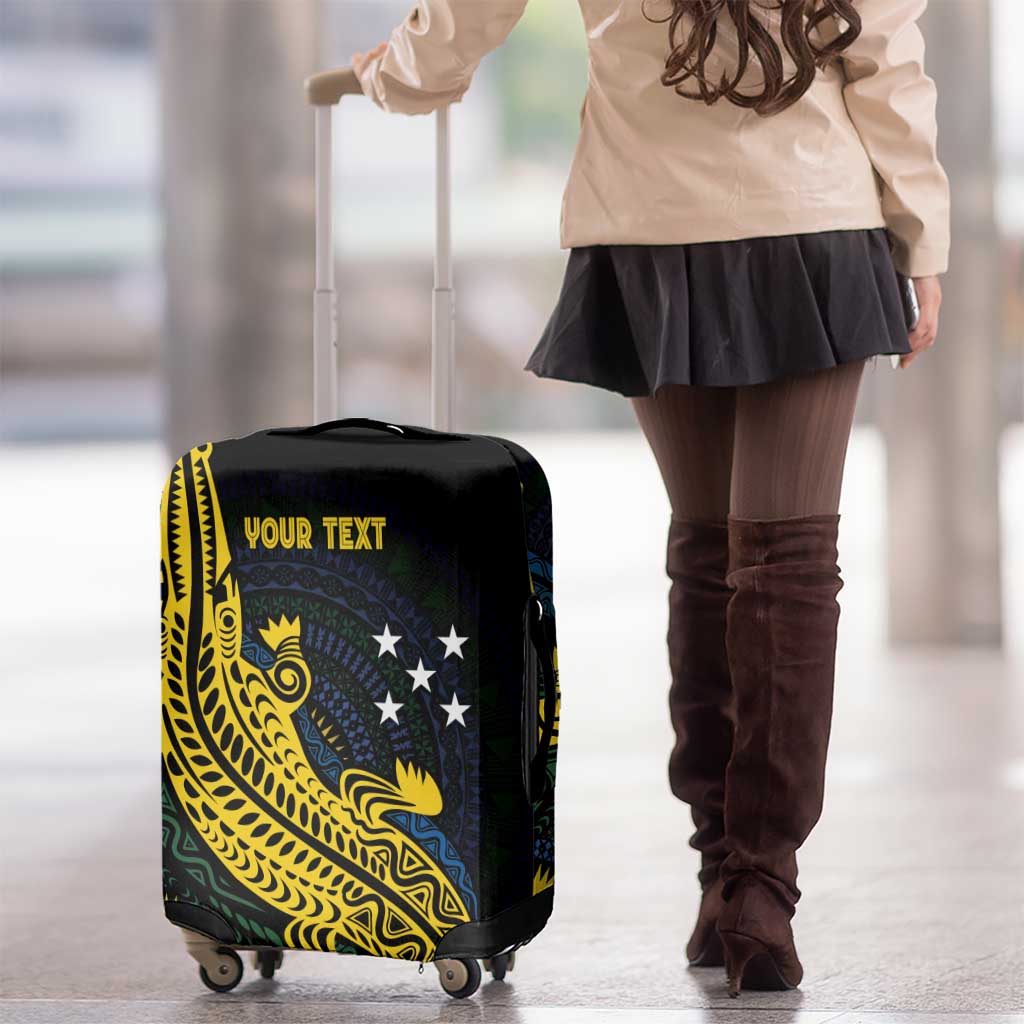 Personalized Solomon Islands Independence Anniversary Luggage Cover Crocodile Mix Tapa LT7 - Polynesian Pride