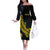 Personalized Solomon Islands Independence Anniversary Off The Shoulder Long Sleeve Dress Crocodile Mix Tapa
