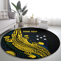 Personalized Solomon Islands Independence Anniversary Round Carpet Crocodile Mix Tapa LT7 - Polynesian Pride