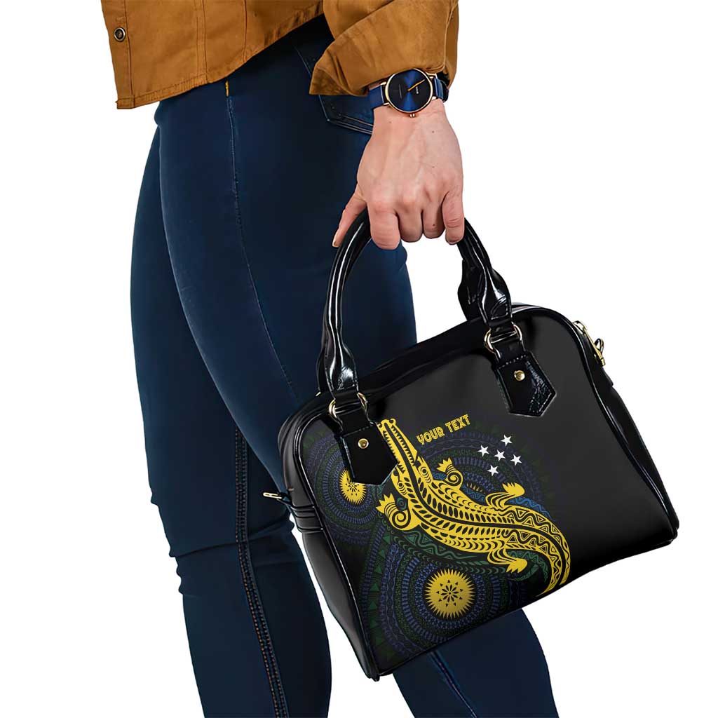 Personalized Solomon Islands Independence Anniversary Shoulder Handbag Crocodile Mix Tapa