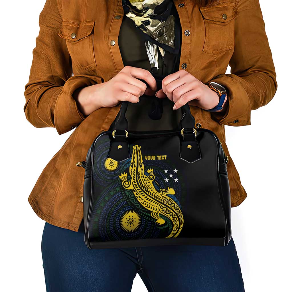 Personalized Solomon Islands Independence Anniversary Shoulder Handbag Crocodile Mix Tapa