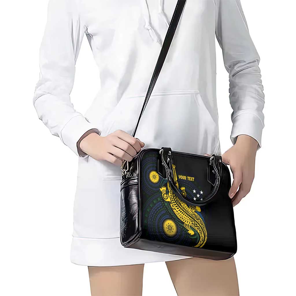 Personalized Solomon Islands Independence Anniversary Shoulder Handbag Crocodile Mix Tapa