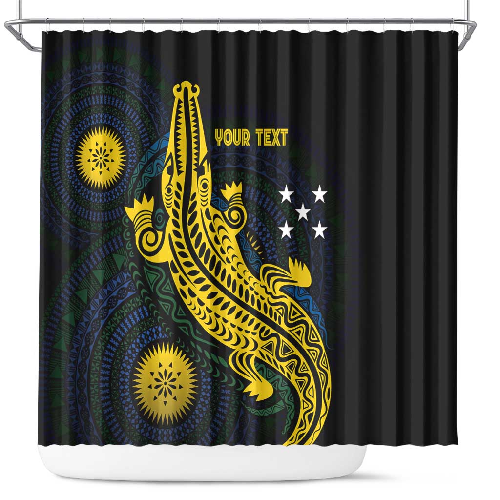 Personalized Solomon Islands Independence Anniversary Shower Curtain Crocodile Mix Tapa LT7 Colorful - Polynesian Pride