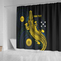 Personalized Solomon Islands Independence Anniversary Shower Curtain Crocodile Mix Tapa LT7 - Polynesian Pride