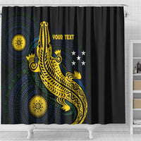 Personalized Solomon Islands Independence Anniversary Shower Curtain Crocodile Mix Tapa LT7 - Polynesian Pride