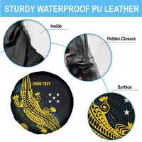 Personalized Solomon Islands Independence Anniversary Spare Tire Cover Crocodile Mix Tapa