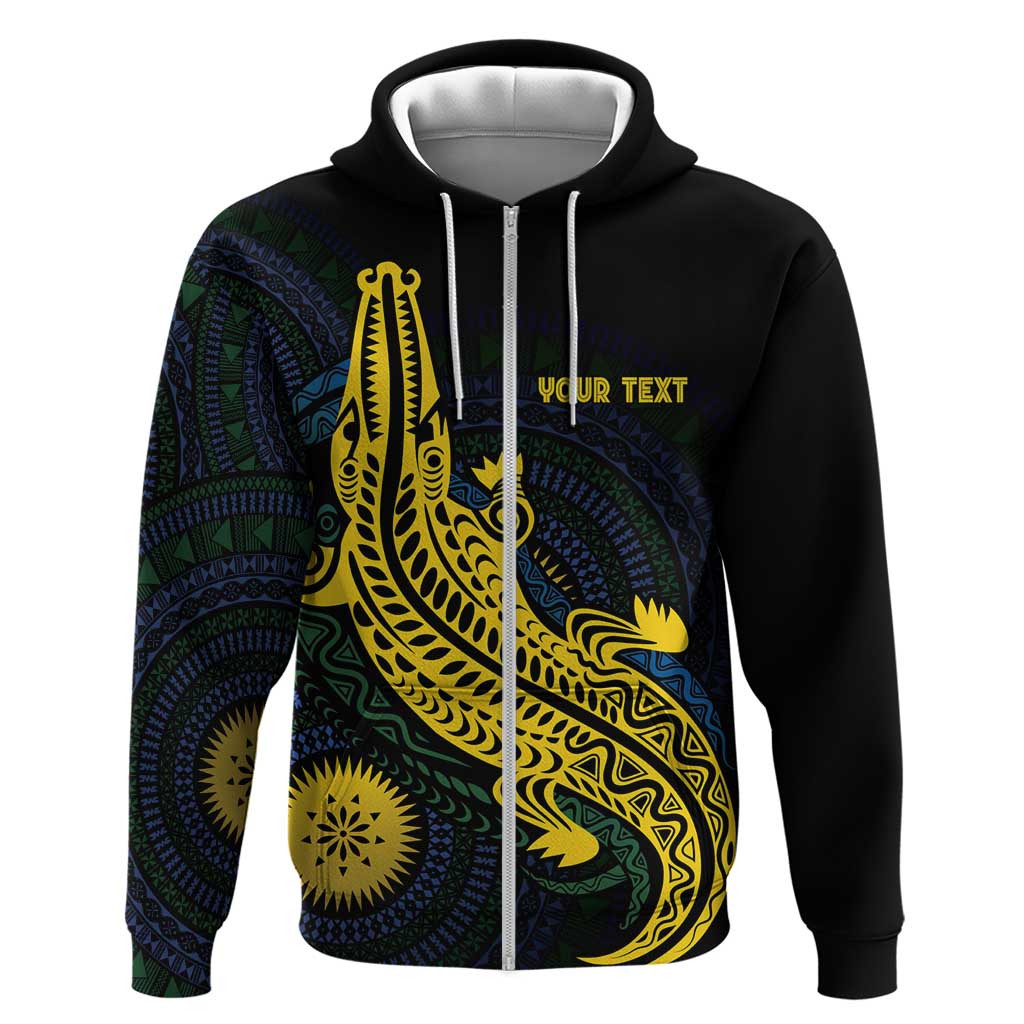 Personalized Solomon Islands Independence Anniversary Zip Hoodie Crocodile Mix Tapa LT7 Zip Hoodie Colorful - Polynesian Pride