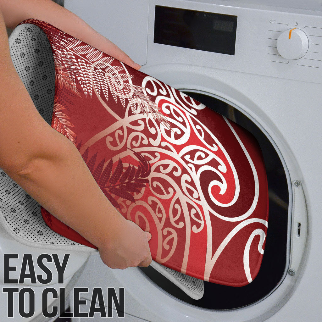 Aotearoa Maori Koru Curves Bathroom Set Silver Ferns - Crimson Red