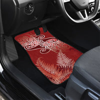Aotearoa Maori Koru Curves Car Mats Silver Ferns - Crimson Red