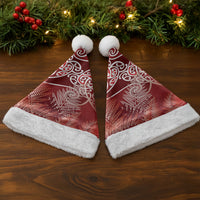 Aotearoa Maori Koru Curves Christmas Santa Hat Silver Ferns - Crimson Red LT7 - Polynesian Pride