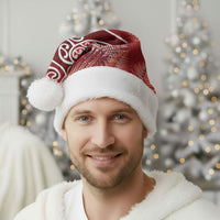 Aotearoa Maori Koru Curves Christmas Santa Hat Silver Ferns - Crimson Red LT7 - Polynesian Pride