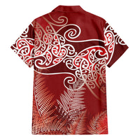 Aotearoa Maori Koru Curves Family Matching Off Shoulder Short Dress and Hawaiian Shirt Silver Ferns - Crimson Red LT7 - Polynesian Pride