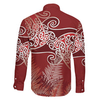 Aotearoa Maori Koru Curves Family Matching Tank Maxi Dress and Hawaiian Shirt Silver Ferns - Crimson Red LT7 - Polynesian Pride
