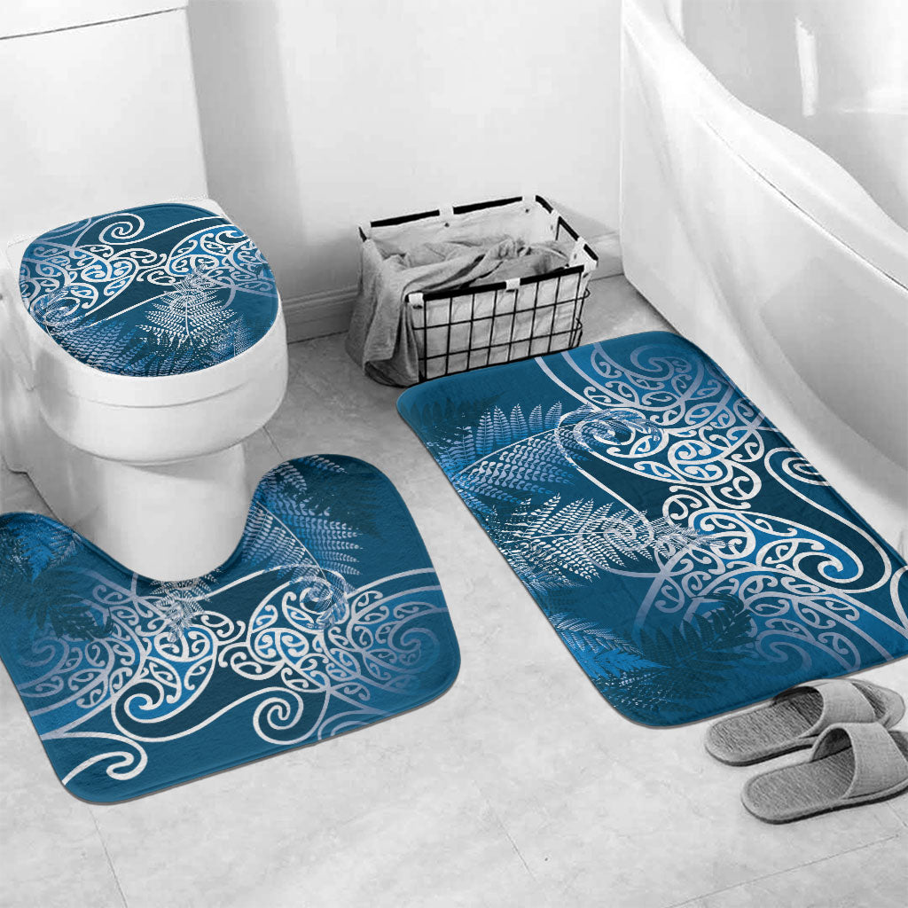 Aotearoa Maori Koru Curves Bathroom Set Silver Ferns - Navy Blue