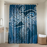 Aotearoa Maori Koru Curves Bathroom Set Silver Ferns - Navy Blue