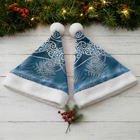 Aotearoa Maori Koru Curves Christmas Santa Hat Silver Ferns - Navy Blue LT7 - Polynesian Pride