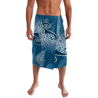 Aotearoa Maori Koru Curves Lavalava Silver Ferns - Navy Blue