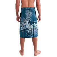 Aotearoa Maori Koru Curves Lavalava Silver Ferns - Navy Blue