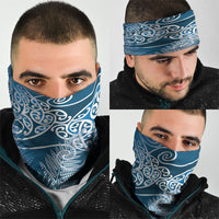 Aotearoa Maori Koru Curves Neck Gaiter Silver Ferns - Navy Blue