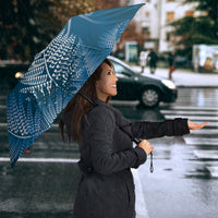 Aotearoa Maori Koru Curves Umbrella Silver Ferns - Navy Blue