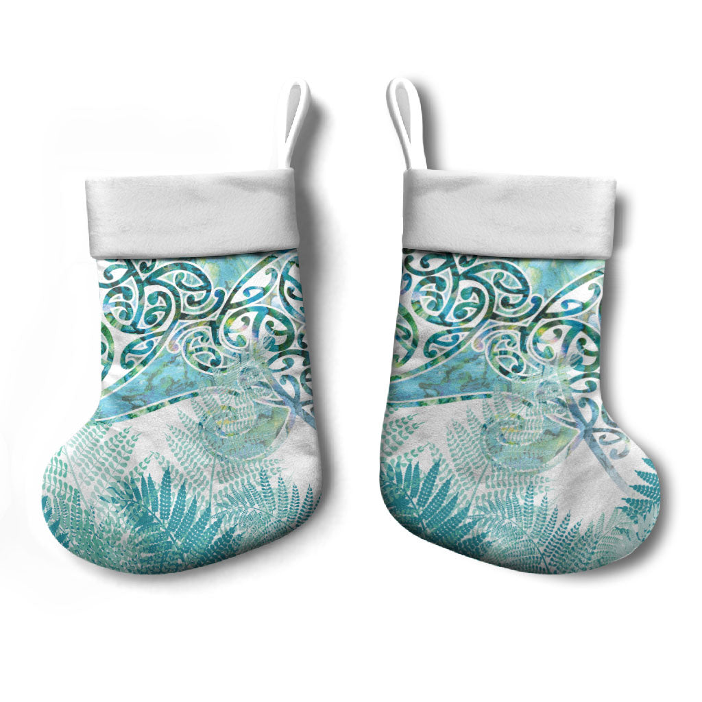 Aotearoa Maori Koru Curves Christmas Stocking Mossy Paua Shell LT7 - Polynesian Pride