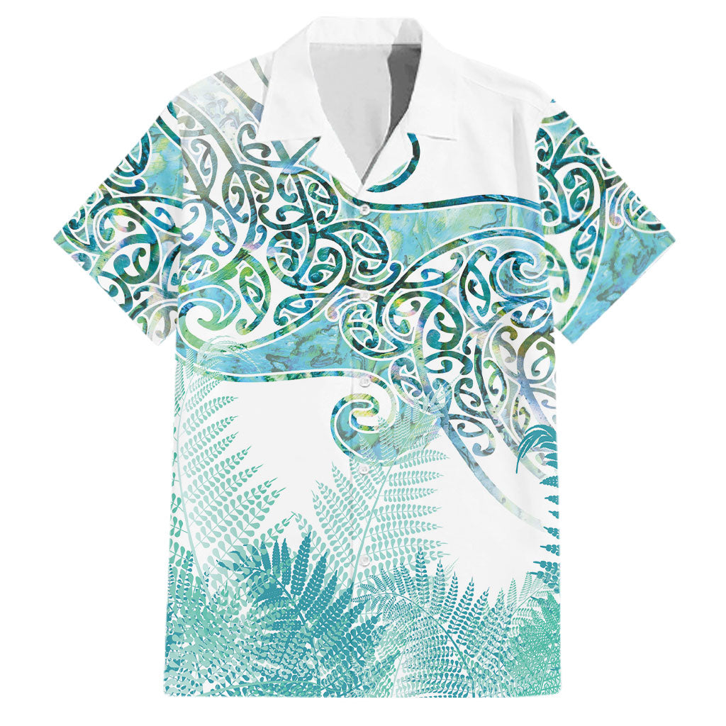 Aotearoa Maori Koru Curves Family Matching Mermaid Dress and Hawaiian Shirt Mossy Paua Shell LT7 Dad's Shirt - Short Sleeve Green - Polynesian Pride