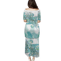 Aotearoa Maori Koru Curves Family Matching Puletasi and Hawaiian Shirt Mossy Paua Shell LT7 - Polynesian Pride