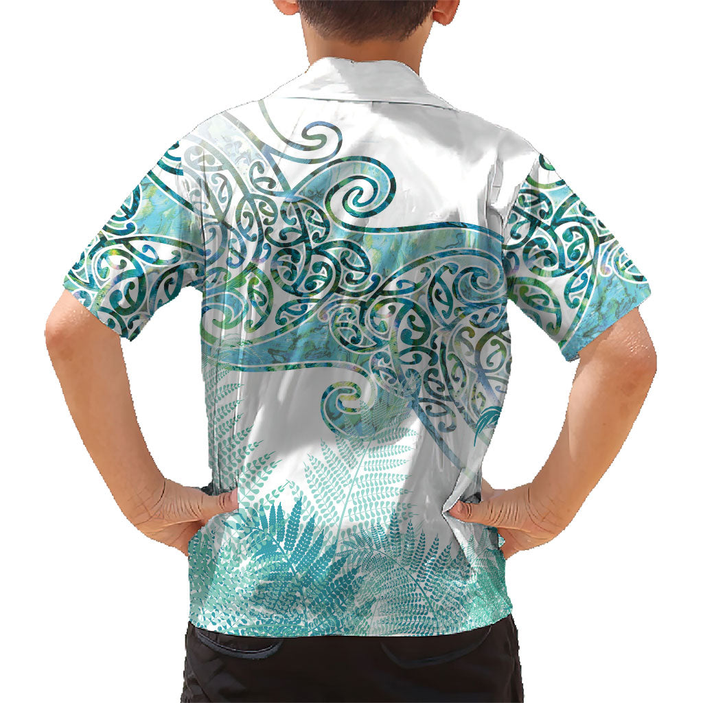 Aotearoa Maori Koru Curves Family Matching Short Sleeve Bodycon Dress and Hawaiian Shirt Mossy Paua Shell LT7 - Polynesian Pride