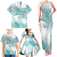 Aotearoa Maori Koru Curves Family Matching Tank Maxi Dress and Hawaiian Shirt Mossy Paua Shell LT7 - Polynesian Pride