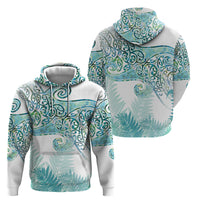 Aotearoa Maori Koru Curves Hoodie Mossy Paua Shell