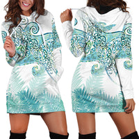 Aotearoa Maori Koru Curves Hoodie Dress Mossy Paua Shell LT7 - Polynesian Pride