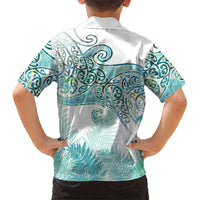 Aotearoa Maori Koru Curves Kid Hawaiian Shirt Mossy Paua Shell