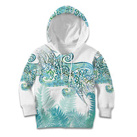 Aotearoa Maori Koru Curves Kid Hoodie Mossy Paua Shell LT7 Hoodie Green - Polynesian Pride