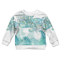 Aotearoa Maori Koru Curves Kid Ugly Christmas Sweater Mossy Paua Shell LT7 Kid Green - Polynesian Pride