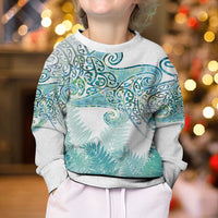 Aotearoa Maori Koru Curves Kid Ugly Christmas Sweater Mossy Paua Shell LT7 - Polynesian Pride