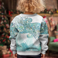 Aotearoa Maori Koru Curves Kid Ugly Christmas Sweater Mossy Paua Shell LT7 - Polynesian Pride