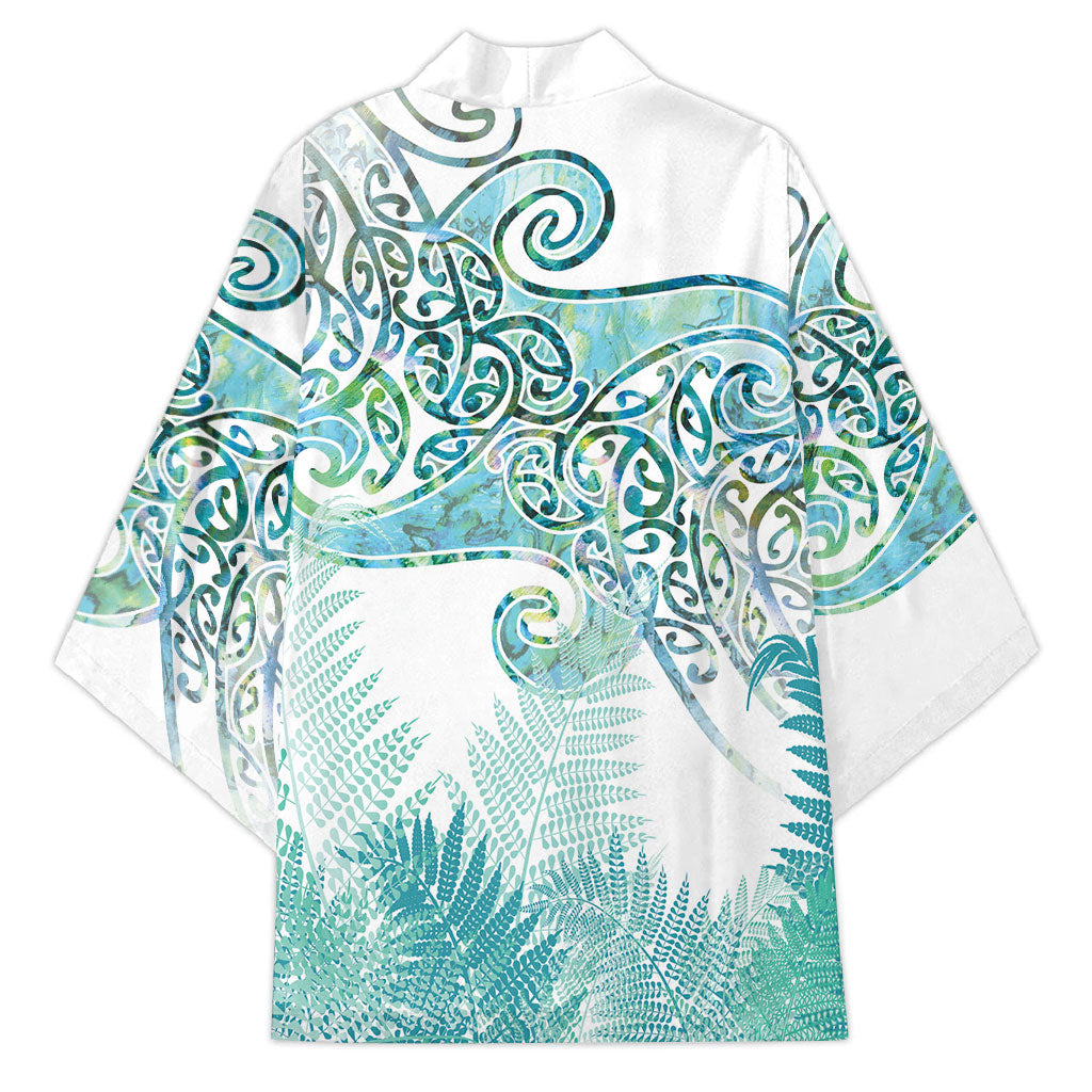 Aotearoa Maori Koru Curves Kimono Mossy Paua Shell
