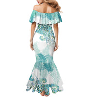 Aotearoa Maori Koru Curves Mermaid Dress Mossy Paua Shell LT7 - Polynesian Pride