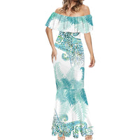 Aotearoa Maori Koru Curves Mermaid Dress Mossy Paua Shell LT7 - Polynesian Pride