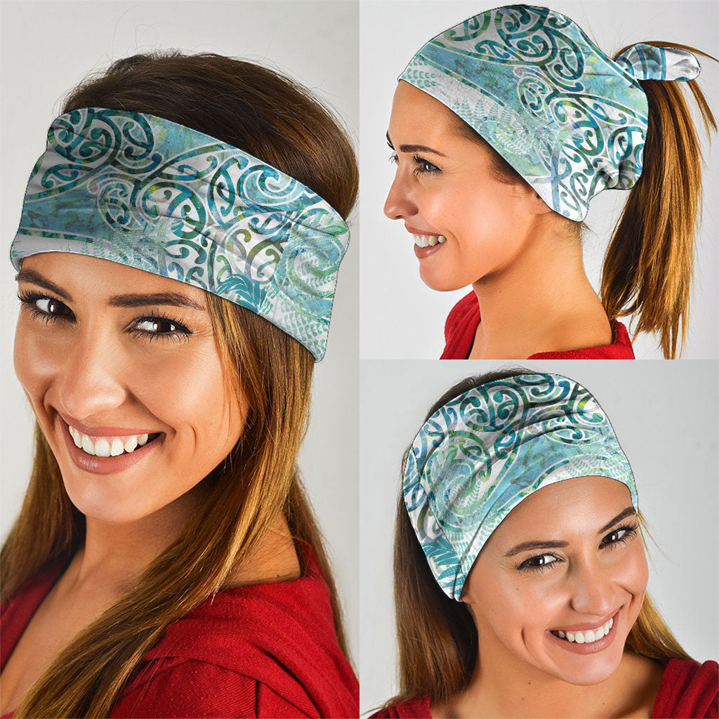 Aotearoa Maori Koru Curves Neck Gaiter Mossy Paua Shell