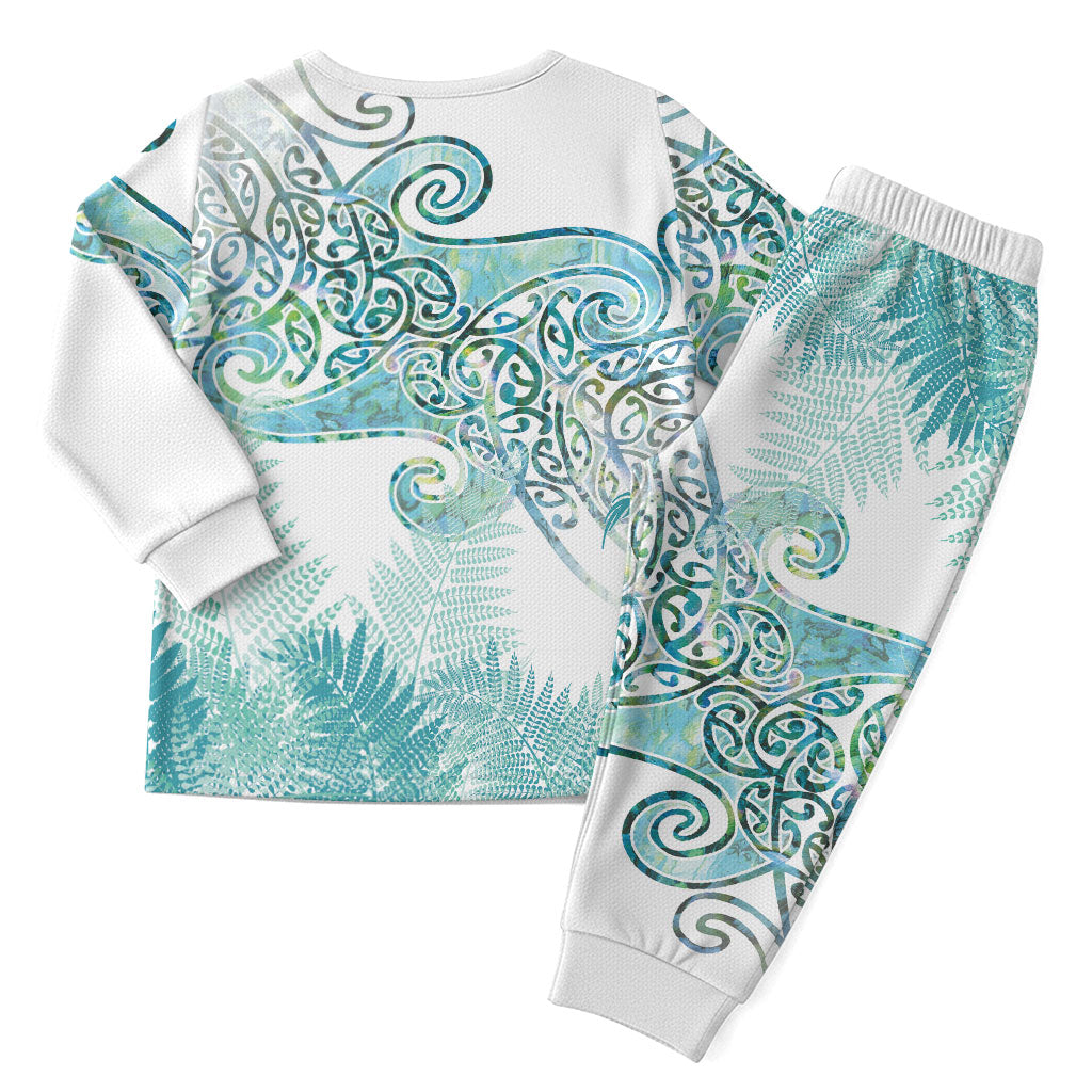 Aotearoa Maori Koru Curves Christmas Pajama Set Mossy Paua Shell LT7 - Polynesian Pride