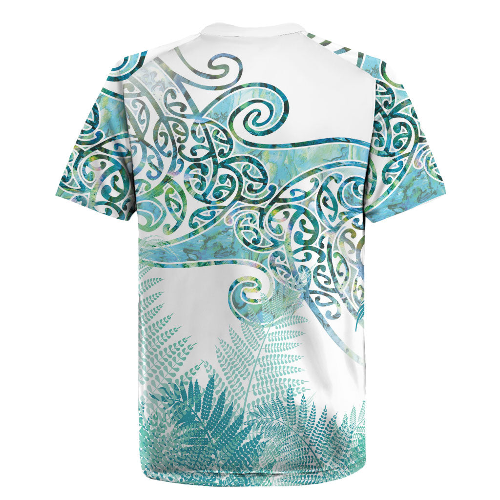 Aotearoa Maori Koru Curves Rugby Jersey Mossy Paua Shell