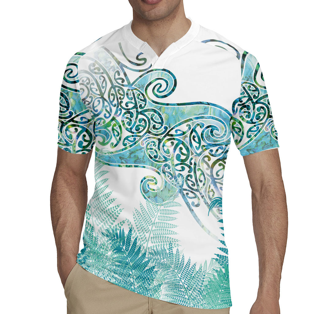 Aotearoa Maori Koru Curves Rugby Jersey Mossy Paua Shell