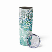 Aotearoa Maori Koru Curves Skinny Tumbler Mossy Paua Shell