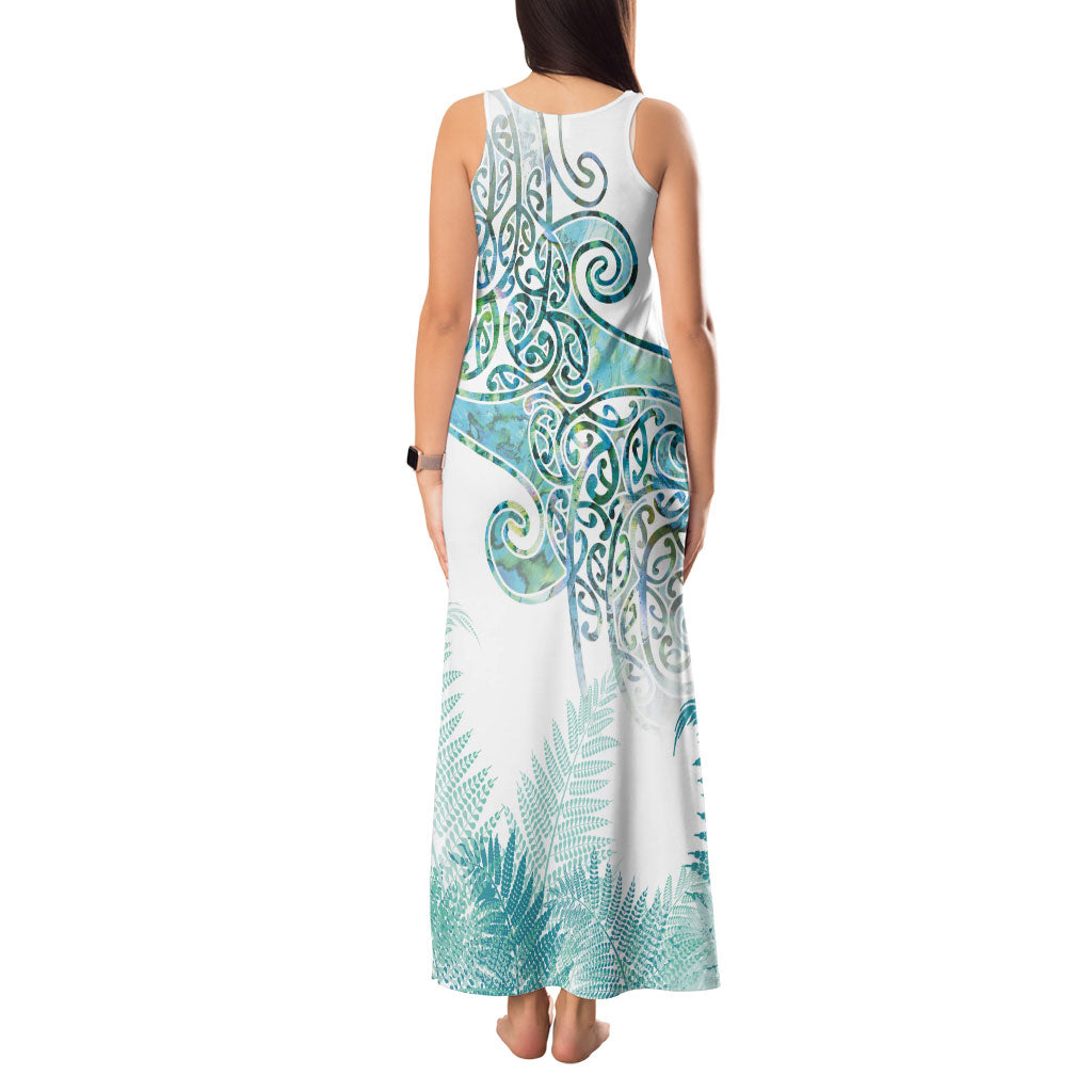 Aotearoa Maori Koru Curves Tank Maxi Dress Mossy Paua Shell LT7 - Polynesian Pride