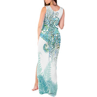 Aotearoa Maori Koru Curves Tank Maxi Dress Mossy Paua Shell LT7 - Polynesian Pride